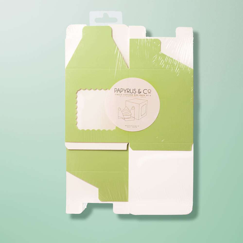 Scalloped Single Cupcake Box (Pack of 6) - PASTEL GREEN – view 2