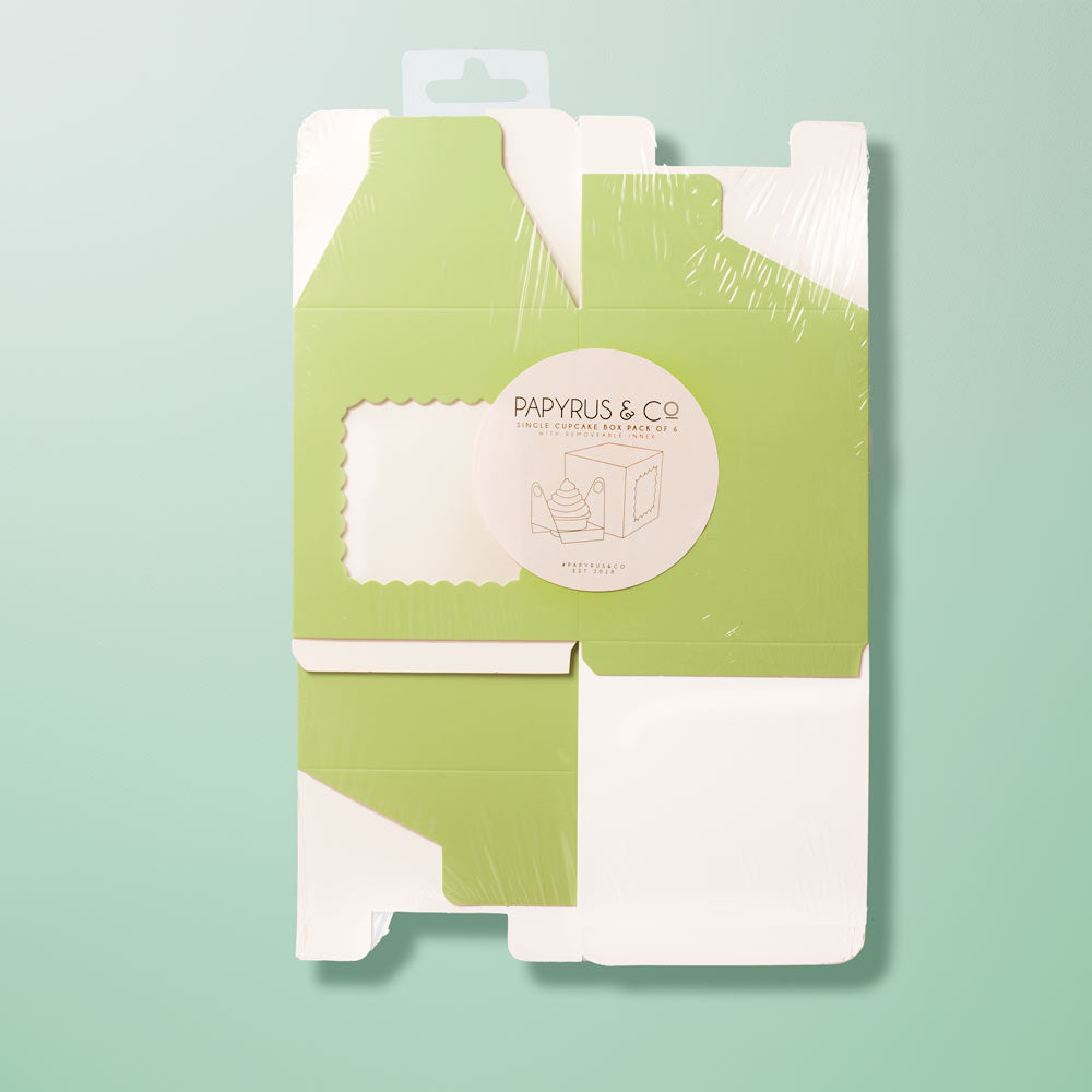 Scalloped Single Cupcake Box (Pack of 6) - PASTEL GREEN