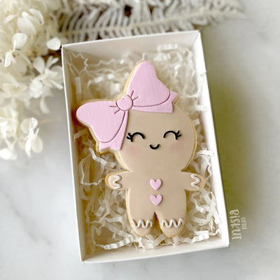 Gingerbread Girl with Bow Cutter & Debosser Set (Little Biskut) - SMALL 58mm wide x 82mm