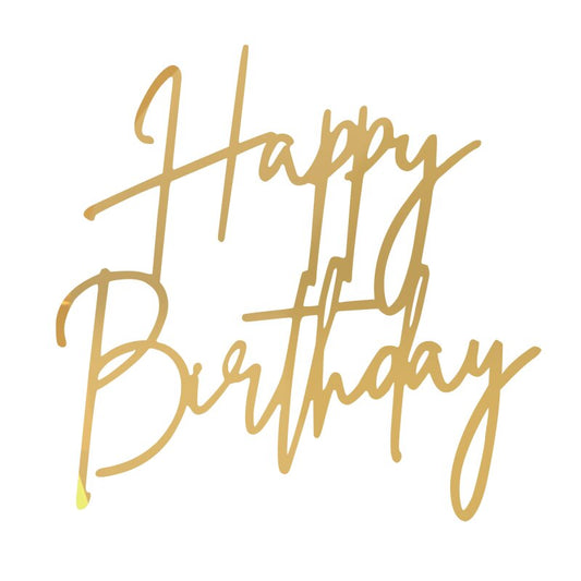Sweet Cartel - Cupcake Charm/Topper - Happy Birthday Gold