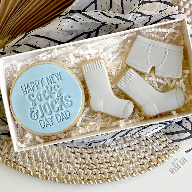 Cookie Stamp Happy New Socks & Jocks Day Dad Embosser (Little Biskut) – view 2