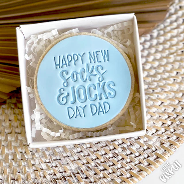 Cookie Stamp Happy New Socks & Jocks Day Dad Embosser (Little Biskut)