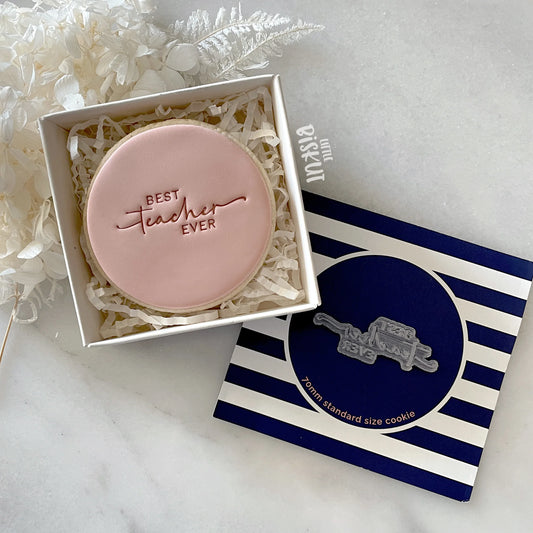 Best Teacher Ever Tiny Text Stamp (Little Biskut)