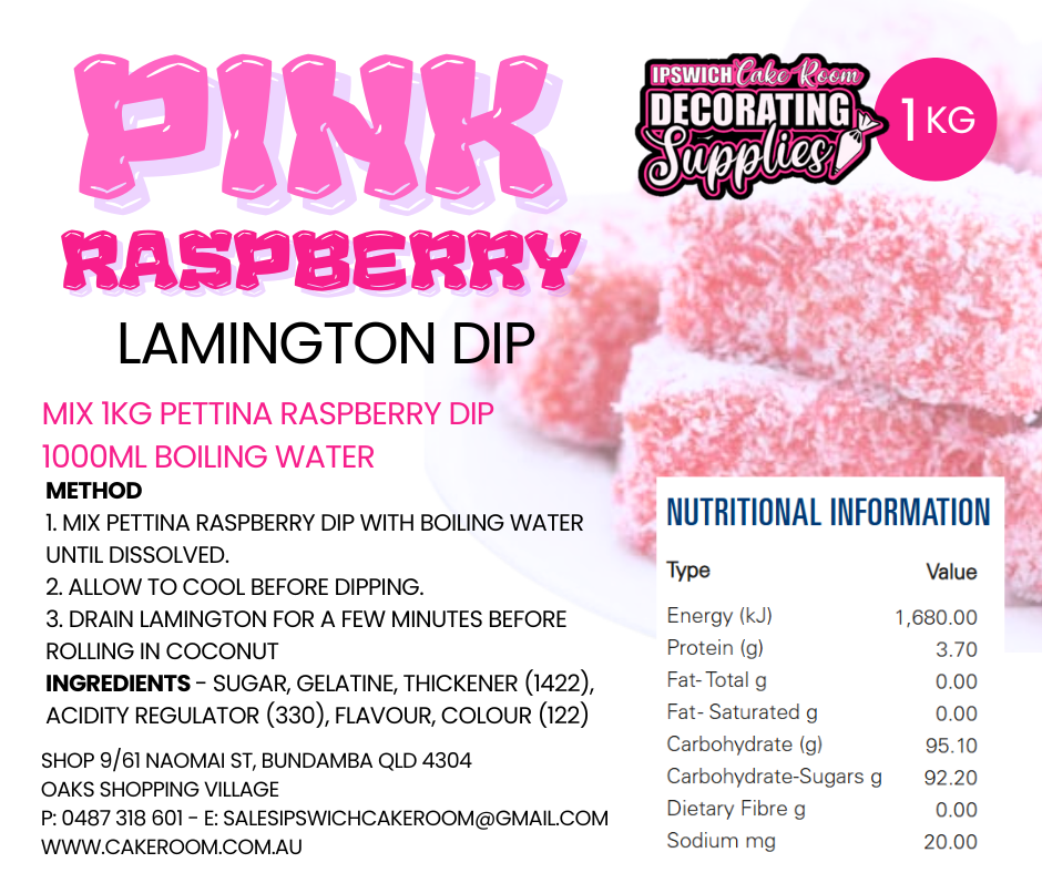 Raspberry Pink Lamington Dip 1kg