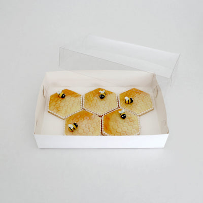 Loyal Rectangular 10" x 7" White Biscuit Box 2" Tall (With Clear Lid)