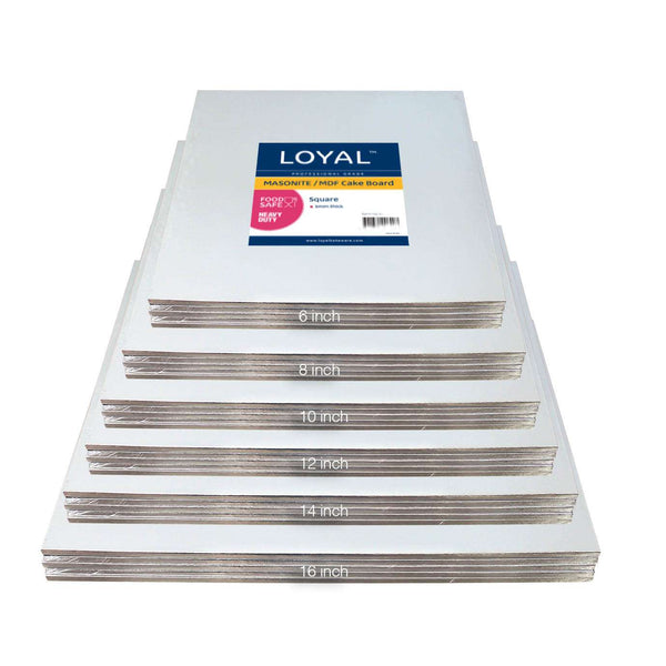 LOYAL Silver Masonite 12" Cake Board | Square