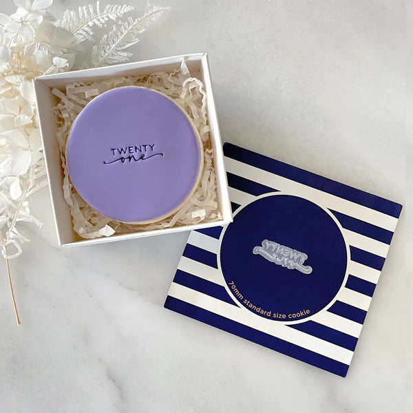 Twenty One Tiny Text Stamp (Little Biskut)