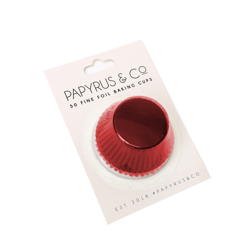 Baking Cups 50 pack Medium Red Foil 44mm