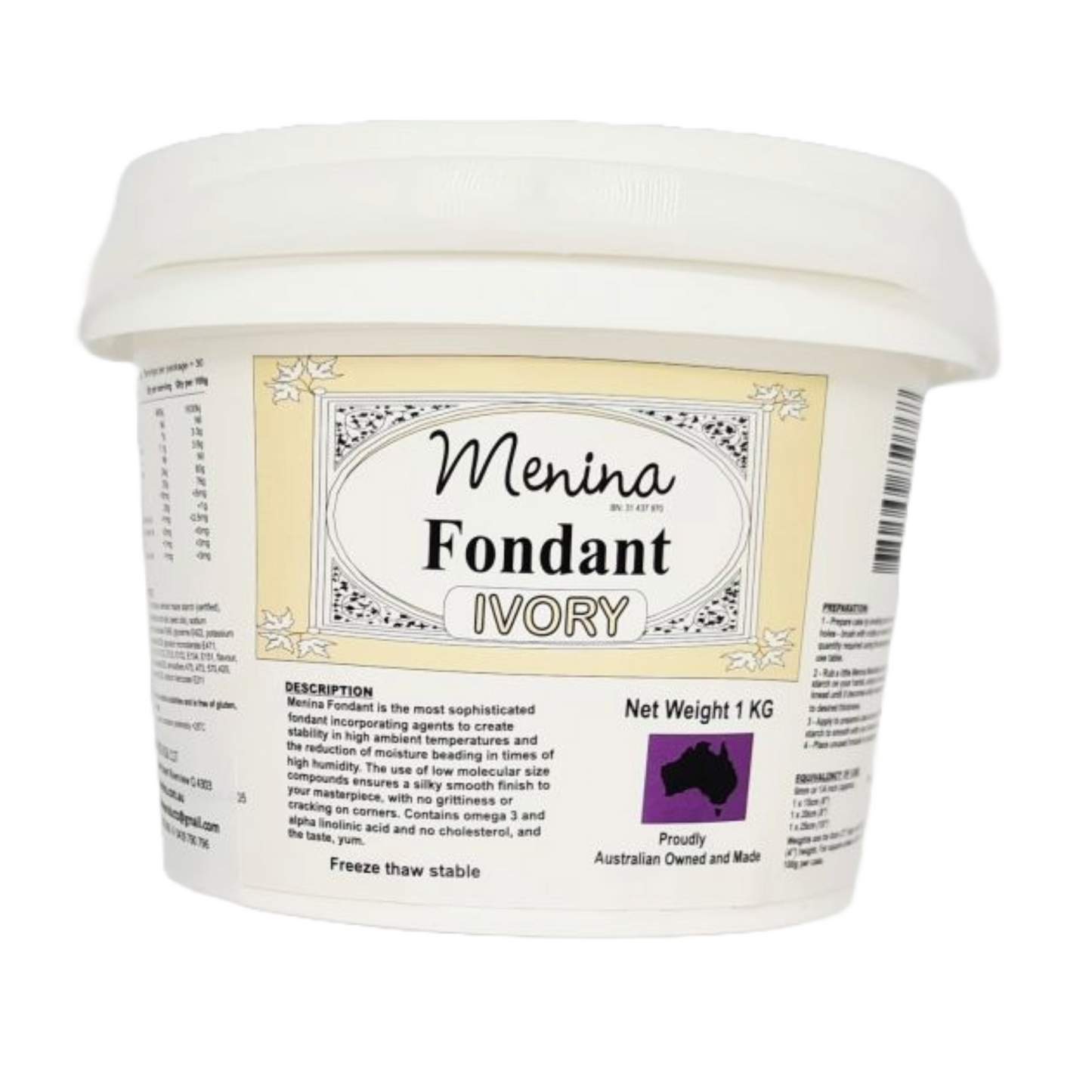 Icing 1kg Fondant Ivory Menina Products